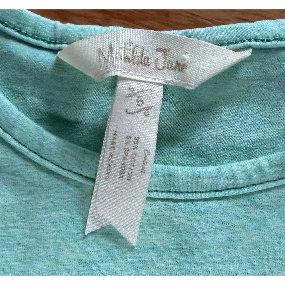 Matilda Jane Girls Size 6 Top and Skirt Set Floral Polka Dot Ruffle Mint Blue